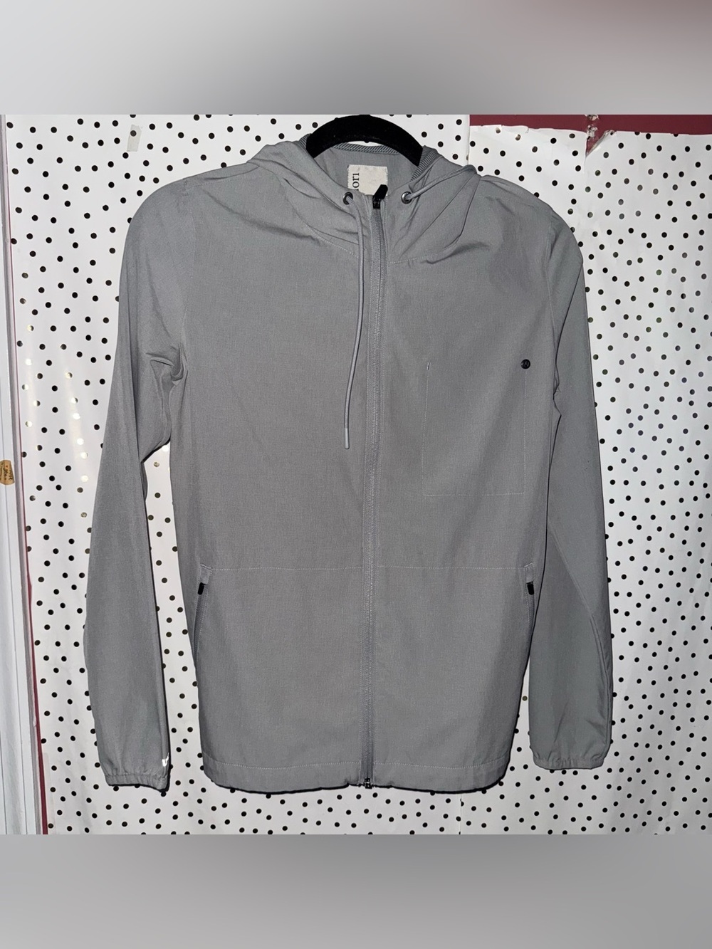 Vuori Light Gray Hooded Windbreaker Jacket